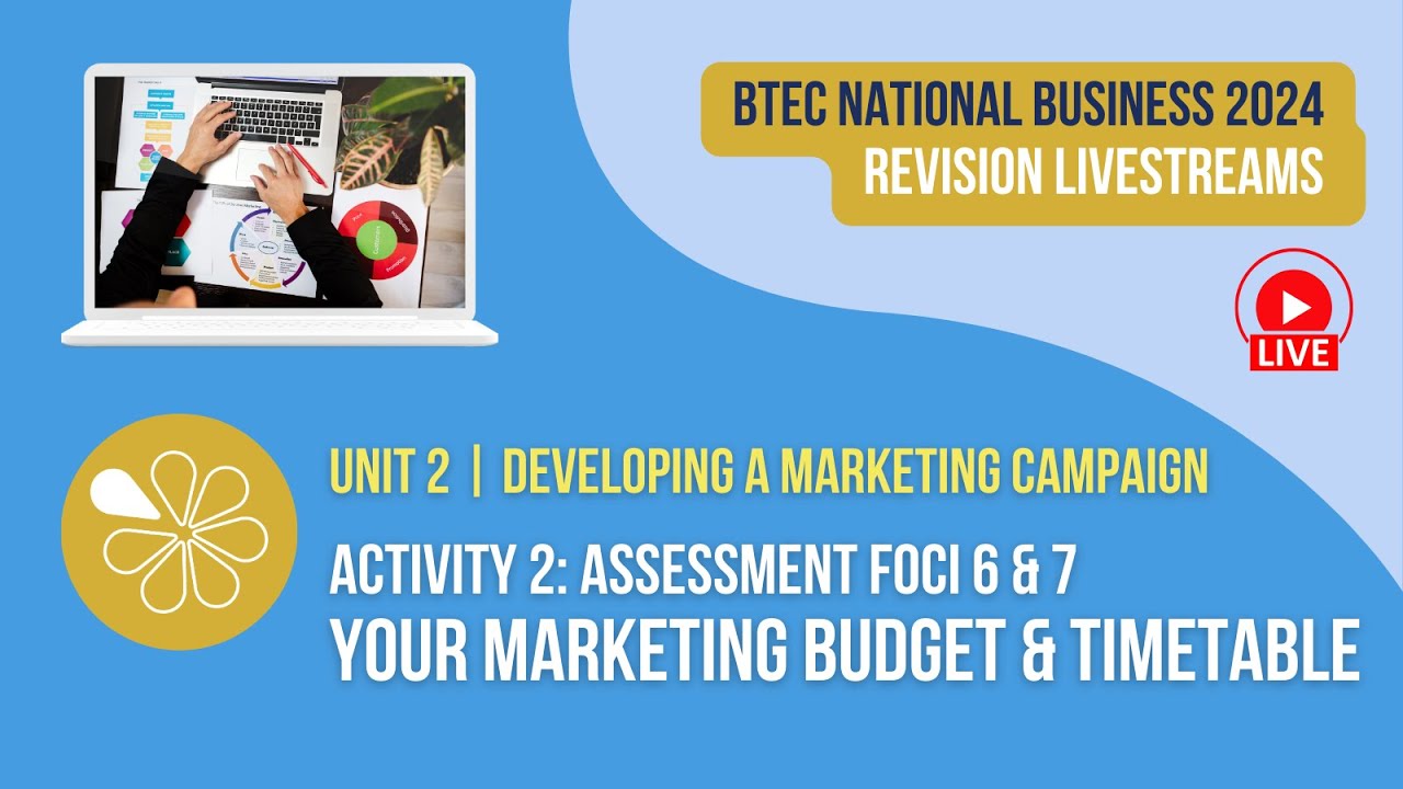 The Marketing Budget and Timetable (AF 6&amp;7) for BTEC National Business Unit 2 - YouTube