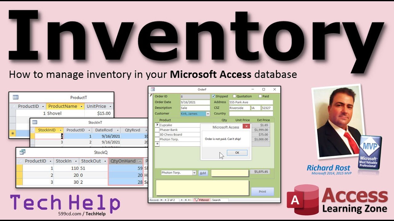 Microsoft Access Inventory Management System - Tracking Product Inventory, Stock Quantity on Hand - YouTube