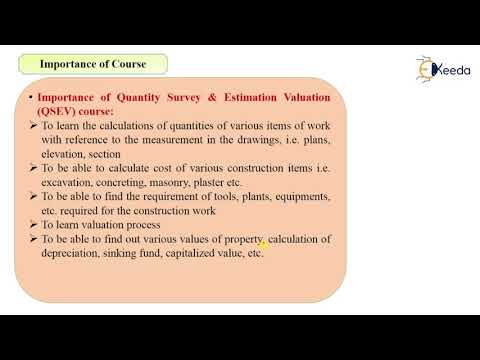Importance of Course - Introduction Quantity Survey Estimation &amp; Valuation - YouTube